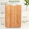 go store large non slip wooden bamboo cutting board with antibacterial surface with stainless steel handle, chopping board for kitchen, cutting board for kitchen (wood)