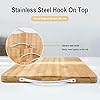 go store large non slip wooden bamboo cutting board with antibacterial surface with stainless steel handle, chopping board for kitchen, cutting board for kitchen (wood)